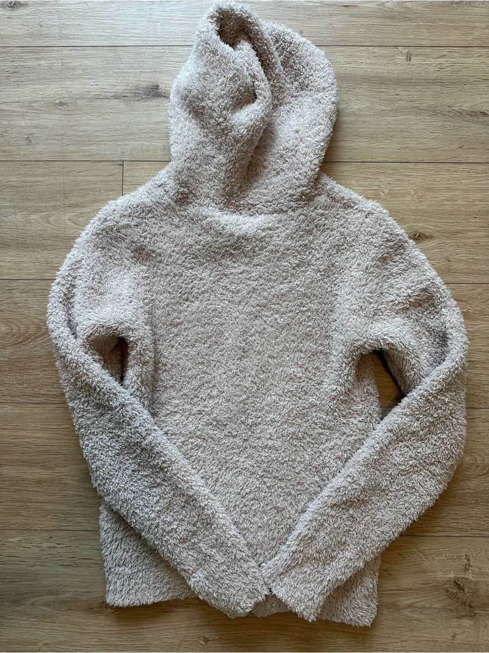 Barefoot Dreams Plush Sherpa Hoodie in Light Taupe - Picture 3 of 8